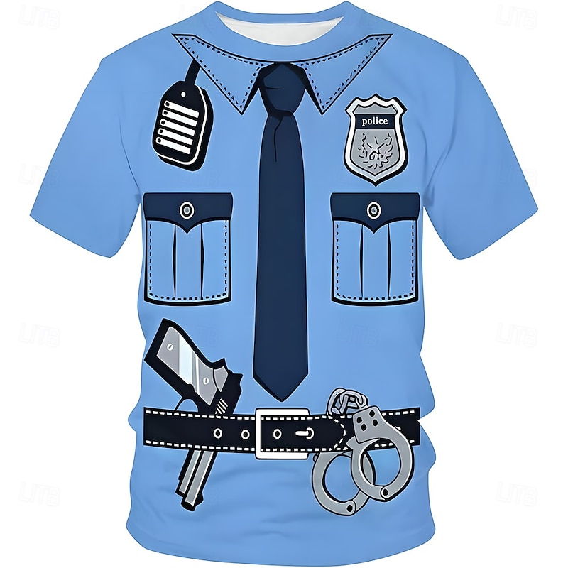 Men's Tuxedo Costume T Shirt Short Sleeve T shirt 3D Print Crew Neck Shirt Exaggerated Designer Party Holiday Club Blue Summer Spring Clothing Apparel S M L XL XXL XXXL