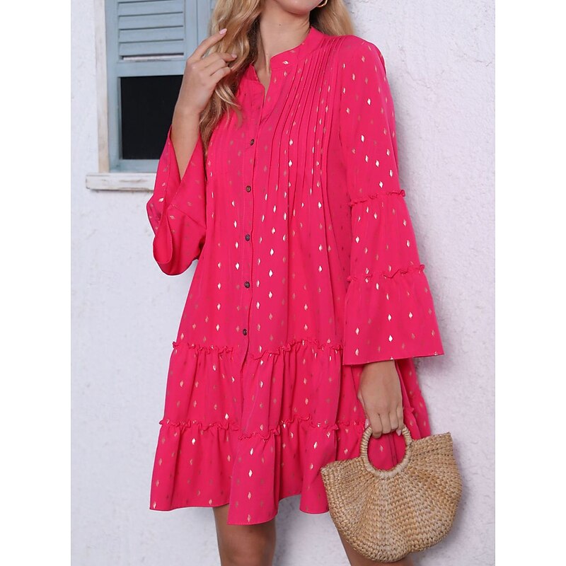 Women's Mini Dress Black Dress Casual Dress Cocktail Dress Formal Dress Cute Stylish Casual Flared Sleeve Vacation Party Daily Loose Fit Long Sleeve V Neck Magenta Black Blue Summer Spring Fall2