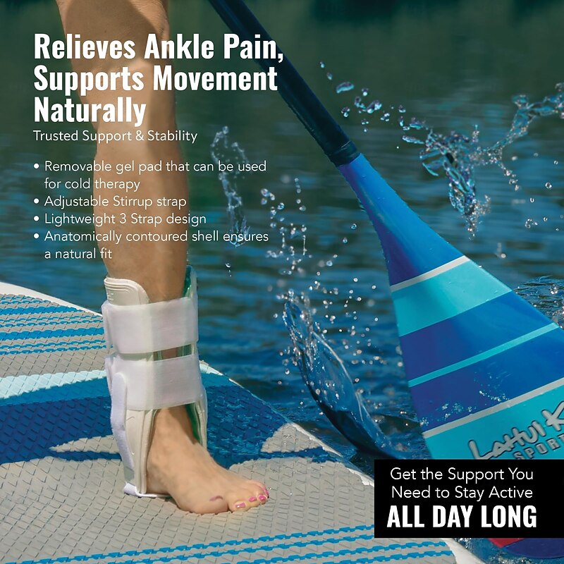 AnklePro Air Gel Stirrup Ankle Brace, Adjustable Trimmable Hard Core Side Stabilizer With Removable Cold Therapy Air Cushion  Gel Pad for Ankles, Swelling  Foot Support4