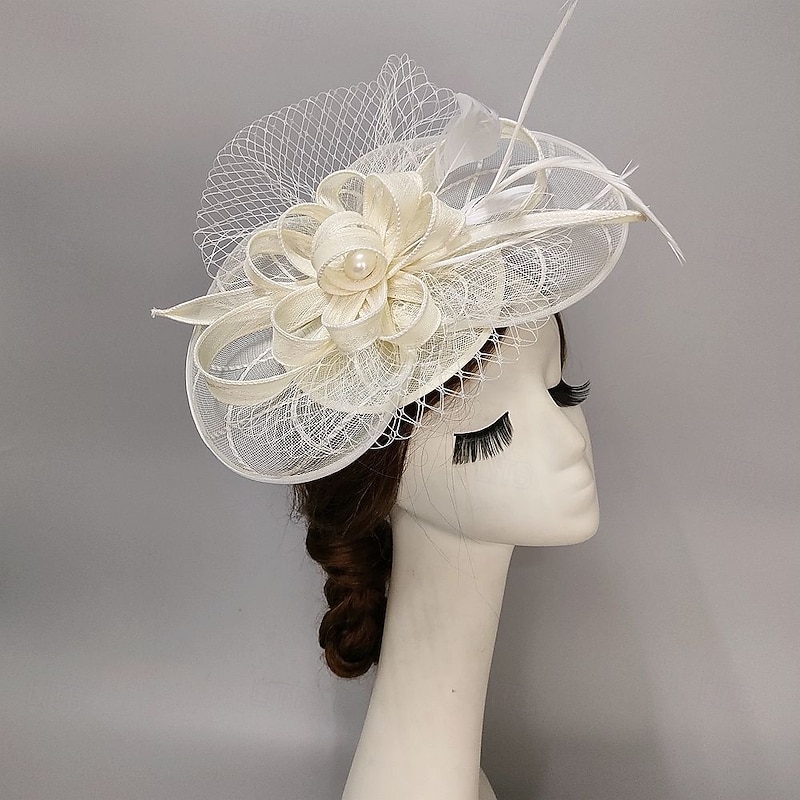 Fascinators Feathers Net Veil Hat Wedding Ladies Day With Feather Bowknot Headpiece Headwear4