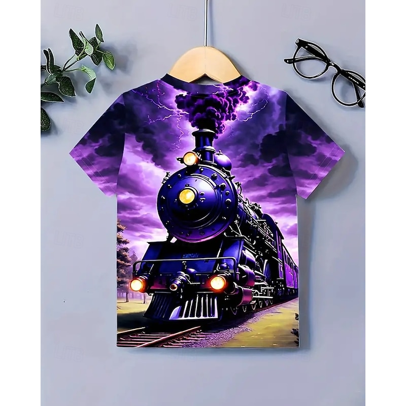 Boys 3D Graphic Train T shirt Tee Short Sleeve Summer Spring Fashion Basic Kids 4-12 Years Crew Neck Outdoor Casual Daily Regular Fit2