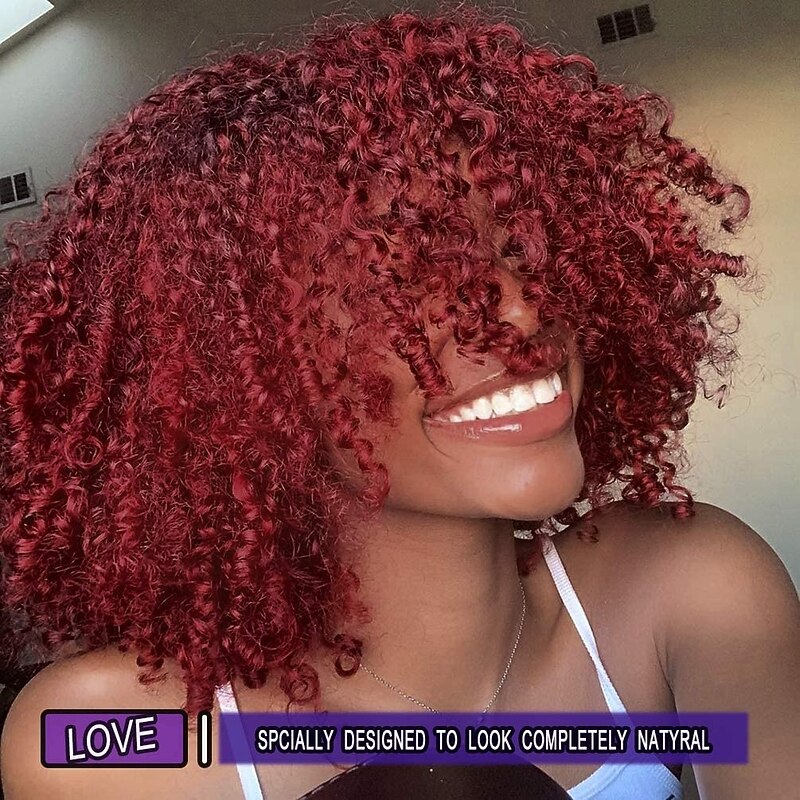 Afro Curly Wigs for Women - Kinky Afro Curly Wig with Bangs  Synthetic Cosplay Wigs2