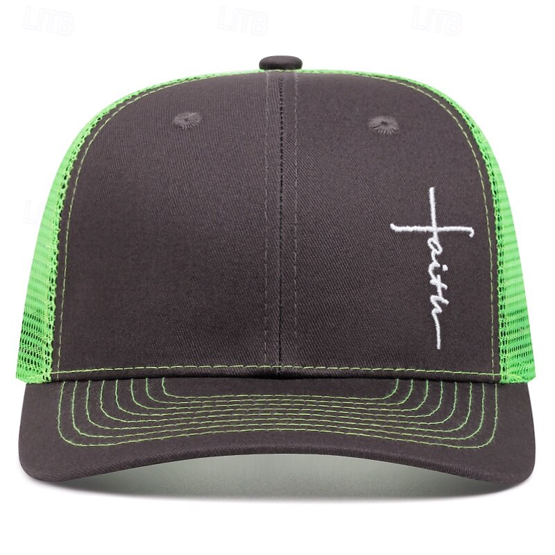 Men's Snapback Hat Baseball Cap Sun Hat Trucker Hat Mesh Cap khaki Gray Cotton Adjustable Fashion Daily Wear Festival Faith Solid / Plain Color Casual / Daily4