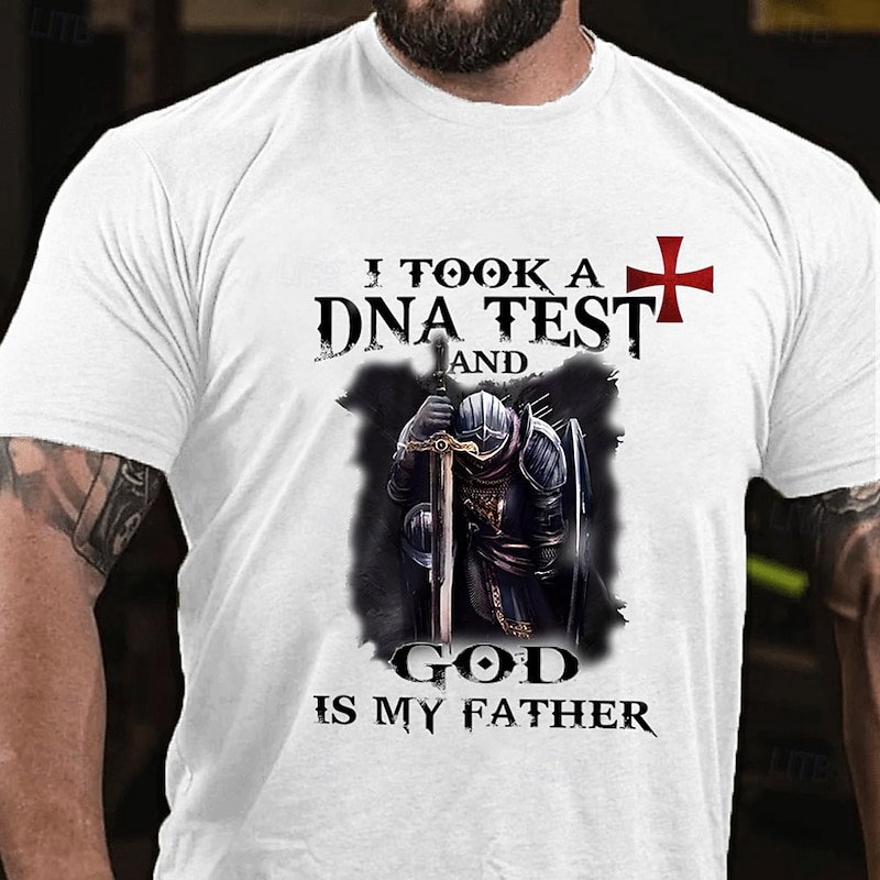 Men's Knights Templar Letter Printed Cross T Shirt Tee Top 100% Cotton Short Sleeve Graphic Shirt Black White Army Green Comfortable Tee Vacation Street Fashion Designer Clothing2