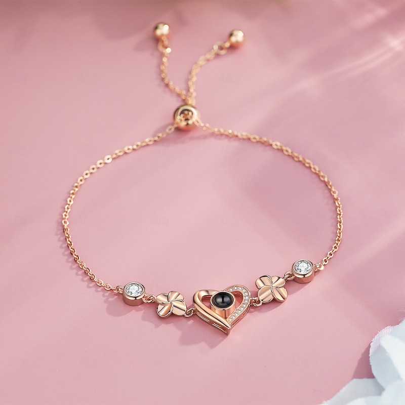 Personalized Projection Bracelet Custom Best Gift for Mom – Wedding Gift for Couple, Rhodium-Plated Bracelet with Photo Embedded, Perfect Gift for Wife, Girlfriend, Mom3