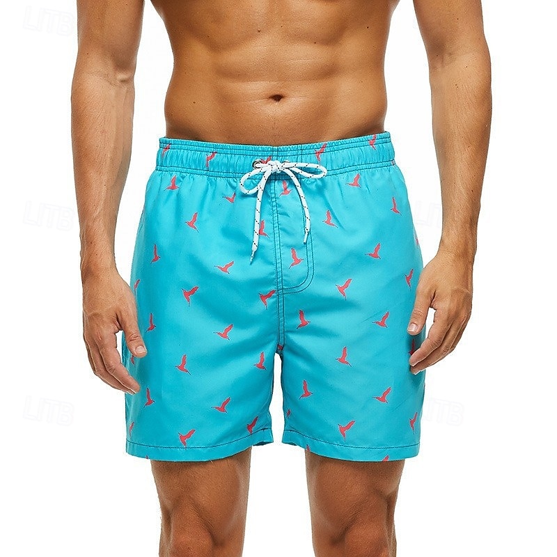 Men's Swim Trunks Swim Shorts Board Shorts Bathing Suit Drawstring with Pockets Swimming Surfing Beach Water Sports Printed Summer Spring2