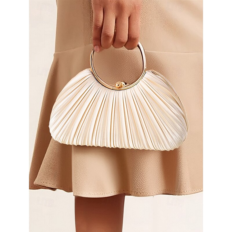 Green Elegant Pleated Velvet Clutch with Gold Ring Handle - Women's Evening Handbag, Perfect for Weddings, Parties and Formal Events4