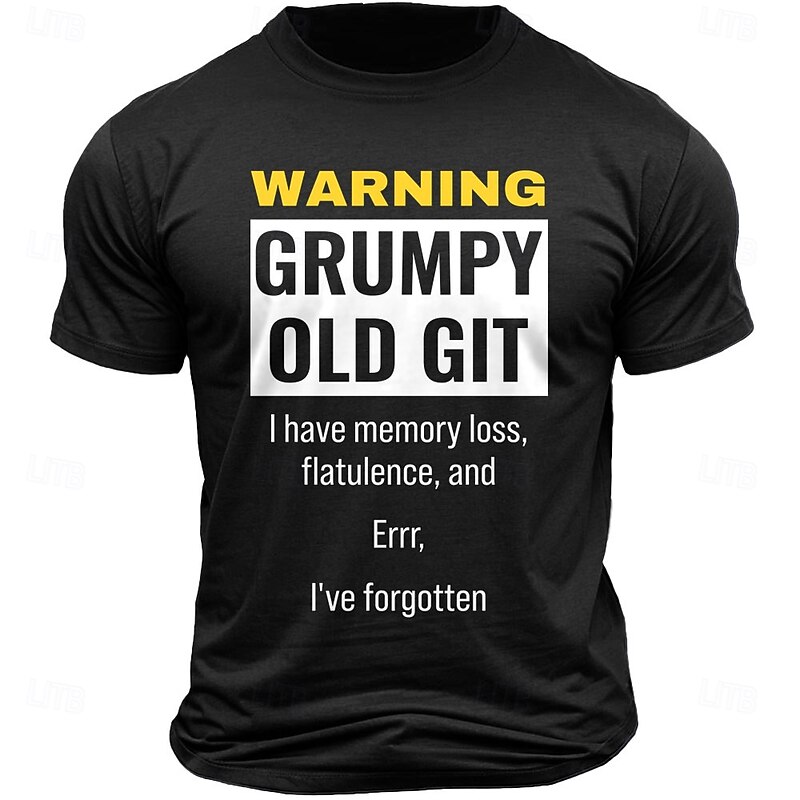 Men's Grumpy Old Git Warning T-Shirt - Funny Memory Loss & Flatulence Humor Gift3