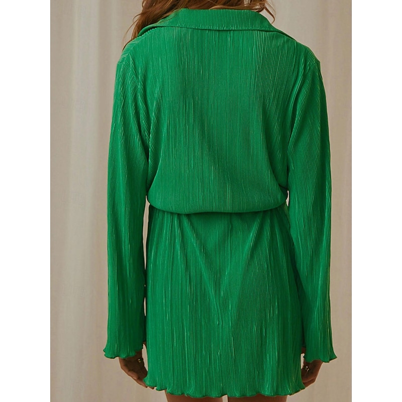 Women's Long Dress Maxi Dress Shirt Dress Casual Dress Stylish Casual Vacation Daily Regular Fit Plain Long Sleeve Shirt Collar Pink Green Summer Spring4