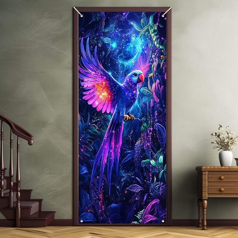 Tropical Bird Door Covers Mural Decor Door Tapestry Door Curtain Decoration Backdrop Door Banner Removable for Front Door Indoor Outdoor Home Room Decoration Farmhouse Decor Supplies2