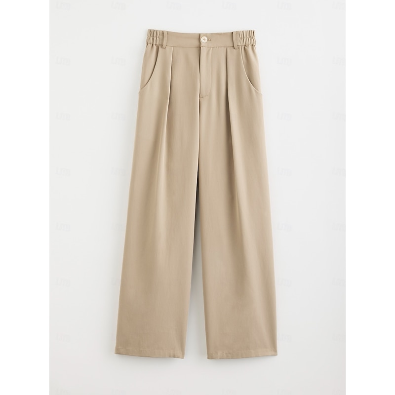 High Rise Elastic Waist Straight Pants3
