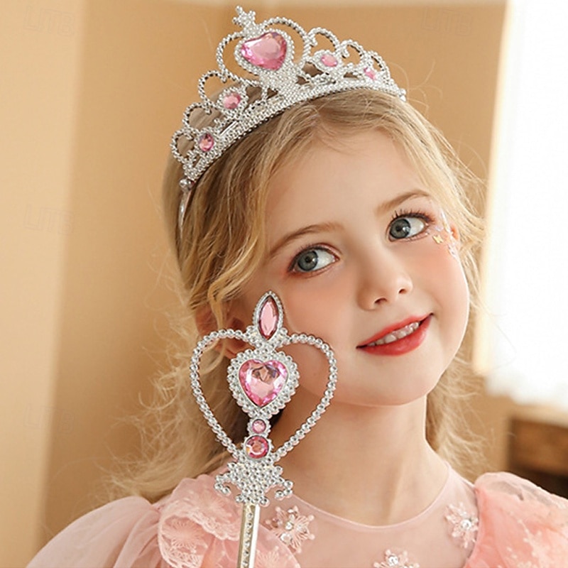 2 Pieces Kids Girls' Hair Accessories Tiara Active Sweet Party Birthday Heart Pink Blue4