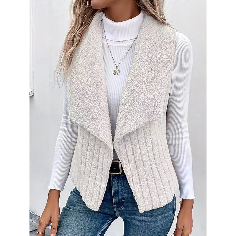 Women's Casual Jacket Outdoor Patchwork Solid Color Windproof Fashion Regular Fit Outerwear Sleeveless Fall pale pinkish gray S4