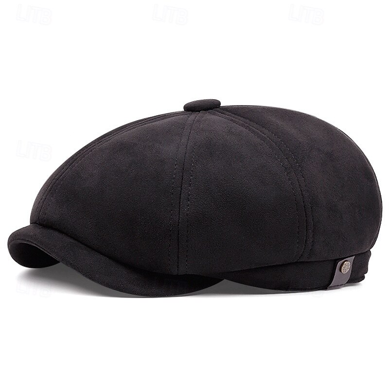 Men's Flat Cap Ascot Hat Newsboy Hat Black Brown Polyester Fashion Casual Street Daily Plain Adjustable Sunscreen Breathable