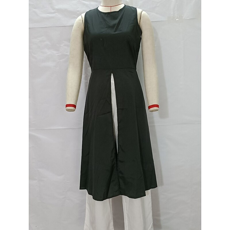 Women's Casual Dress Maxi Dress Patchwork Elegant Crew Neck Black Rose Red Color2