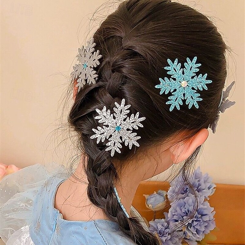 2 Pieces Kids Girls' Hair Accessories Active Sweet Party Birthday Snowflake White Pink3