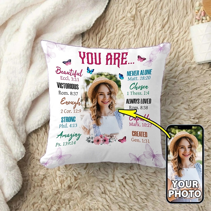 Custom Quote Pillow Cover Personalized Gift Floral Photo Cushion Cover Throw Pillow Gift Personalized Memorial Gifts2