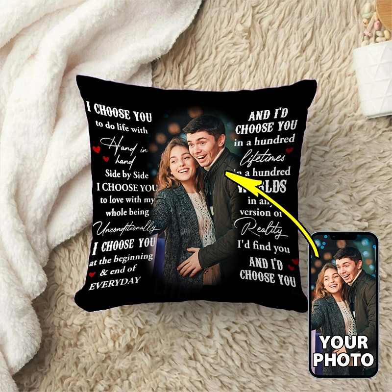 Custom Pillow Cover Personalized Gift Photo Memorial Heart Love Cushion Cover Throw Pillow Gift for Her/Him2