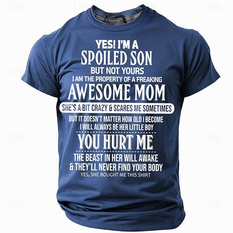 Men's Spoiled Son Graphic T-Shirt - Property of Awesome Mom, Funny She Bought Me This Shirt Gift