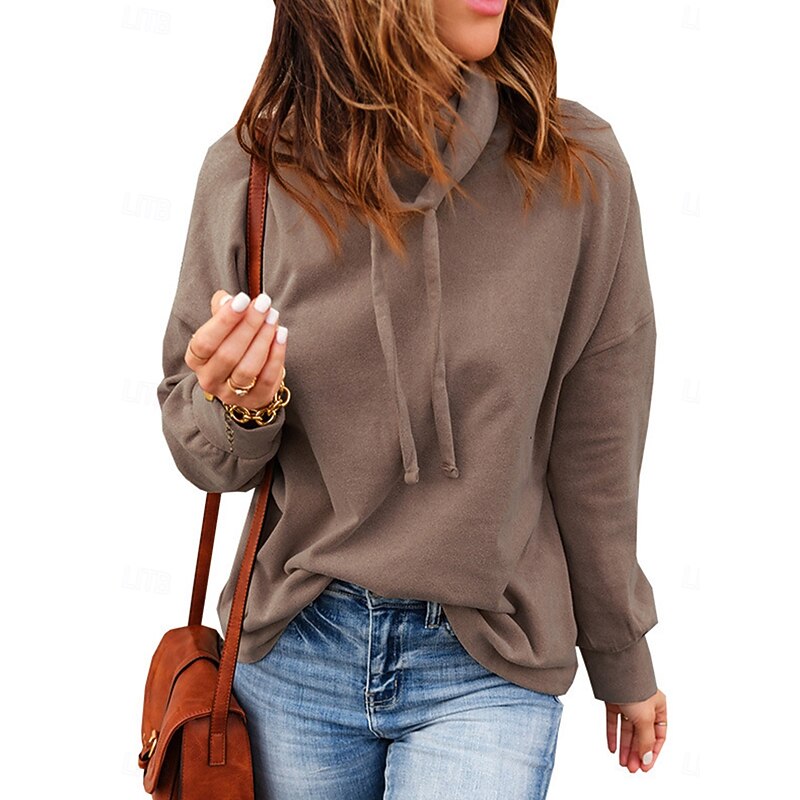 Women's Pullover Hoodie Sweatshirt Plain Sports Casual Long Sleeve Hooded Regular Tops Patchwork Black Red Brown Spring Fall Winter2