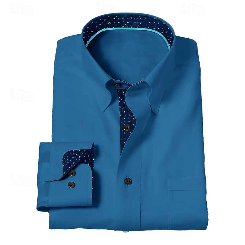 Men's Dress Shirt Button Up Shirt Color Block Wedding Outdoor Black White Royal Blue Blue Long Sleeve Collar Summer Spring Clothing Apparel2