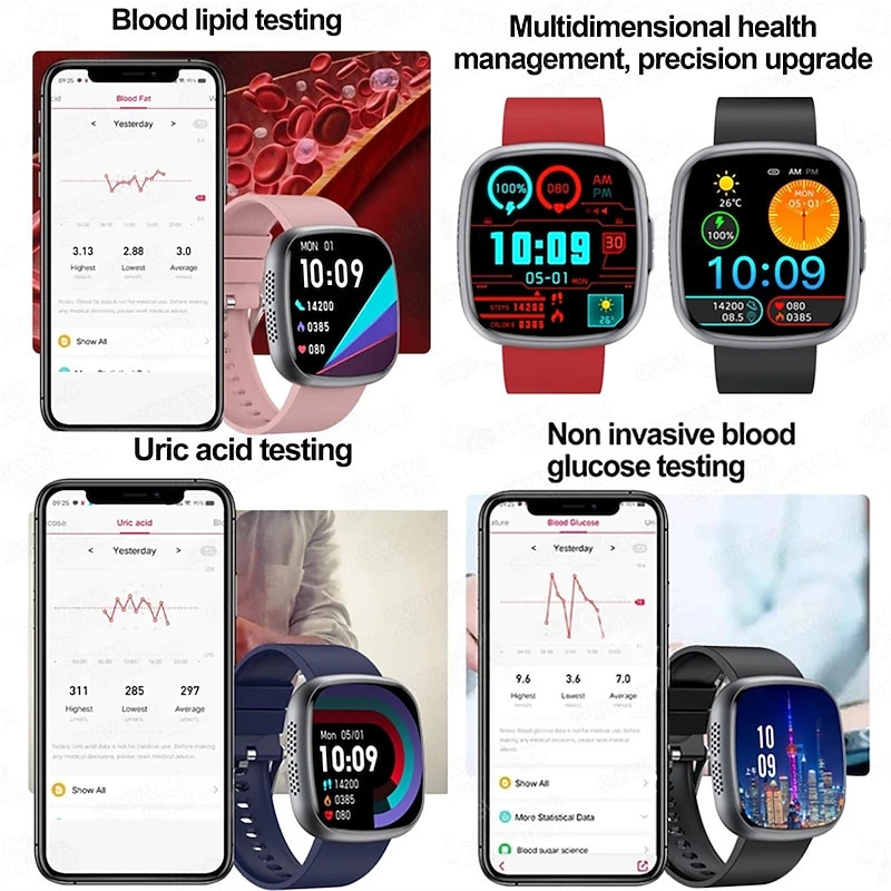 ET593 Smart Watch Blood Pressure Health Monitoring Bluetooth Calling SOS Men Women Sport Fitness Tracker Smartwatch3