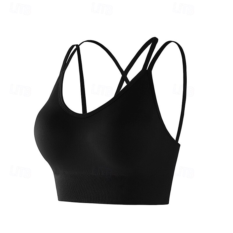 Women's Padded Tank Top Strap Comfortable Breathable Wireless Sports Solid Color Bra Top For Gym Workout Running Fitness Slim Activewear