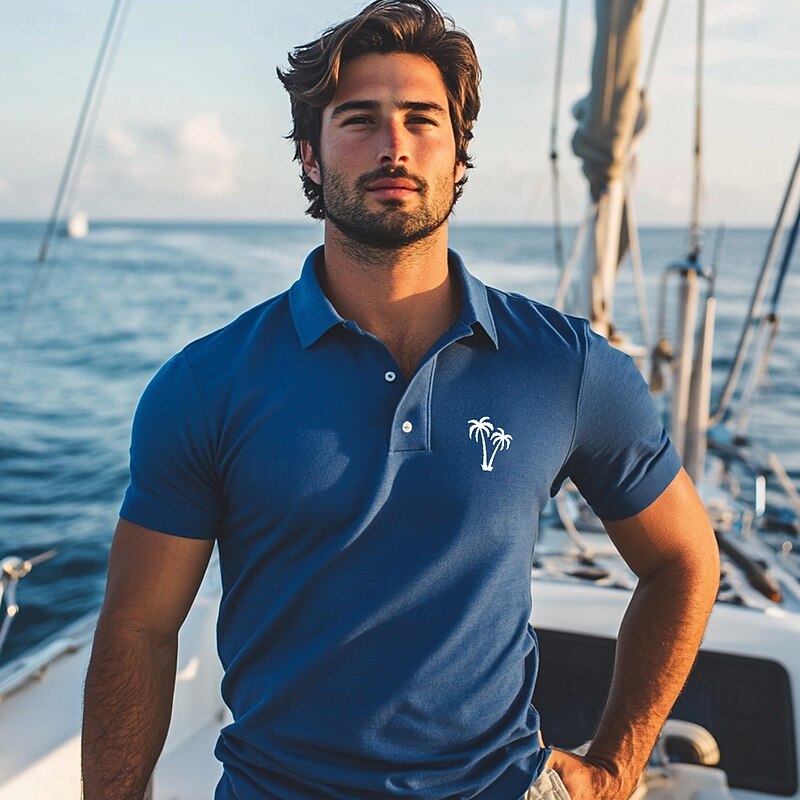 Kentucky Derby Men's Tree Polo Short Sleeve Polo Shirts Collared Shirts Casual Resort Vacation Wear Buttons 3D Print Summer Spring Fall Black White Blue4