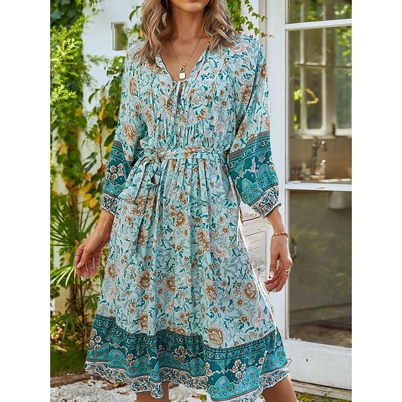 Women's Mini Dress Petite Dress Casual Dress Swing Dress A Line Dress Boho Dress Casual Daily Regular Fit Floral Long Sleeve Shirt Collar Yellow Pink Blue Summer Spring Fall