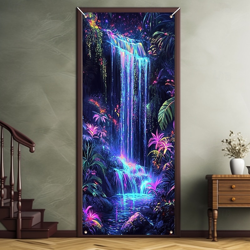 Door Decorations Door Covers Tropical Waterfall Door Tapestry Door Curtain Decoration Backdrop Indoor/Outdoor Door Banner for Front Door Farmhouse2