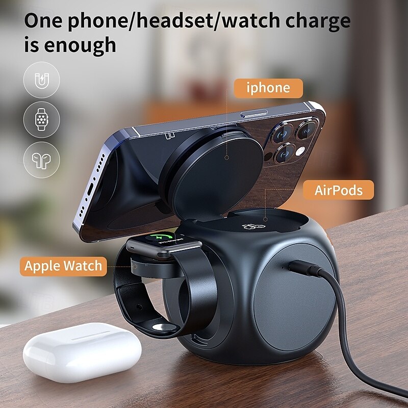 Wireless Charger Wireless Charging Station CE Certified Magnetic 3 in 1 For Smart Watch Compatible with any wireless charging enabled devices3
