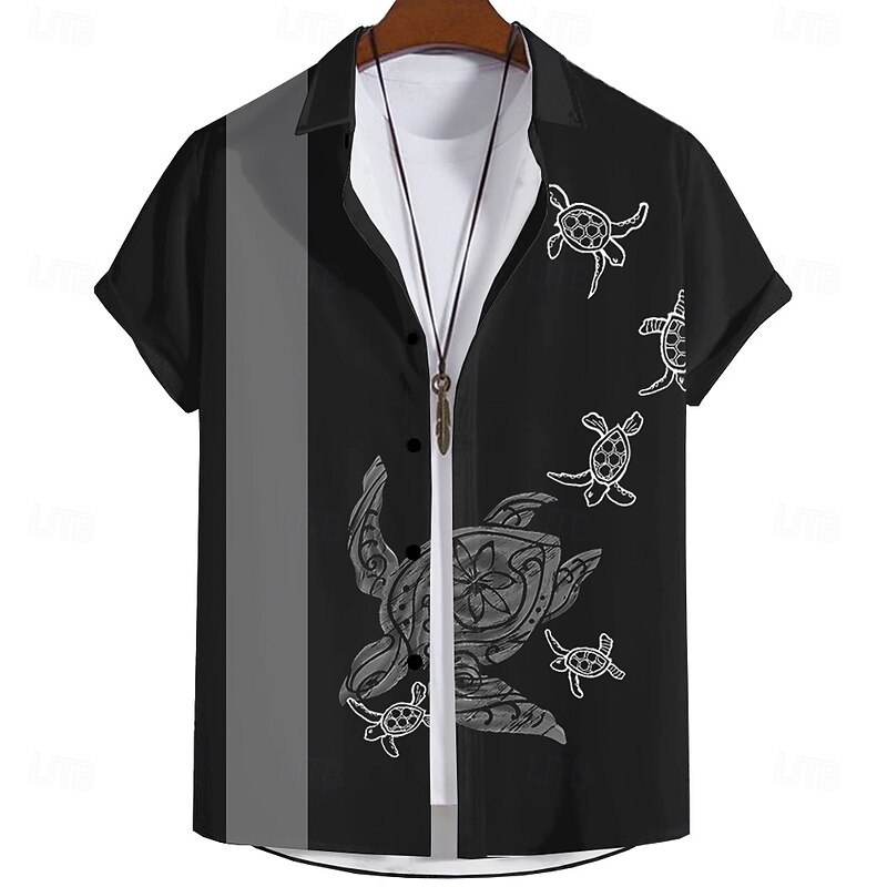 Men's Turtle Casual Shirt Summer Hawaiian Shirt Aloha Shirt Short Sleeve Hawaiian Resort Vacation Causal Casual Summer Spring Turndown Button Up Yellow Blue Green Gray3