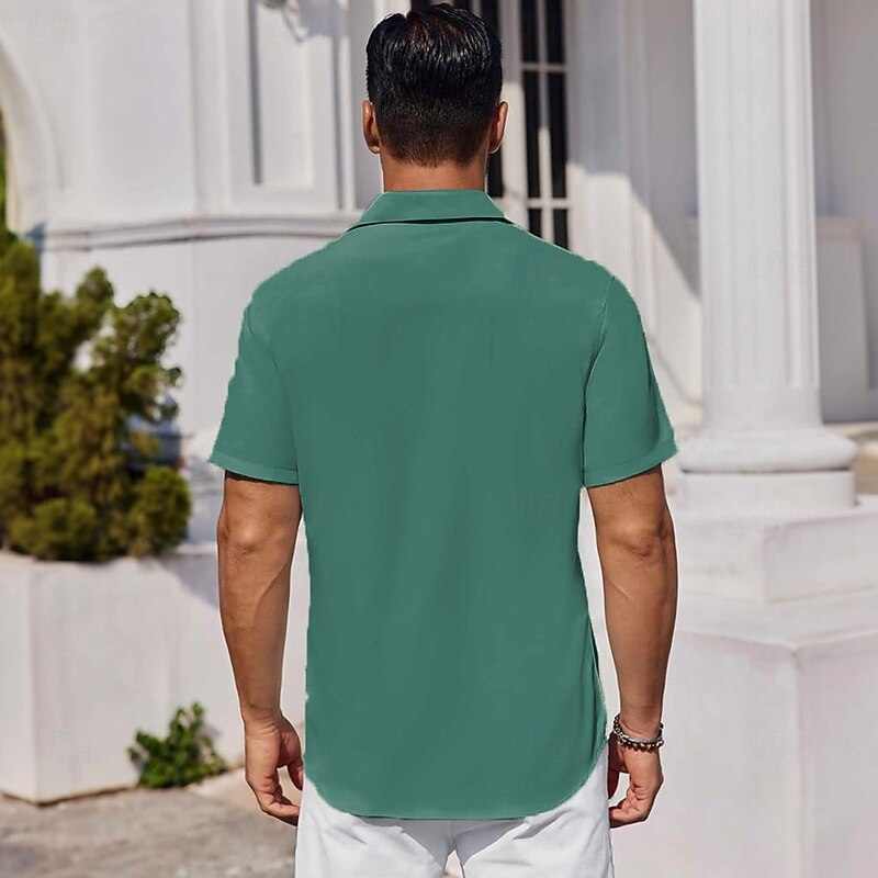 Men's Color Block Cat Casual Shirt Bowling Shirt Button Up Shirt Short Sleeve Artistic Abstract Causal Casual Spring Fall Turndown Button Up Green2