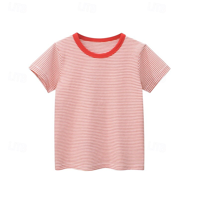 Multi Packs 3pcs Boys Crew Neck Short Sleeves T Shirt Tee Top Stripes Vacation Daily Wear 100% Cotton Spring & Summer3