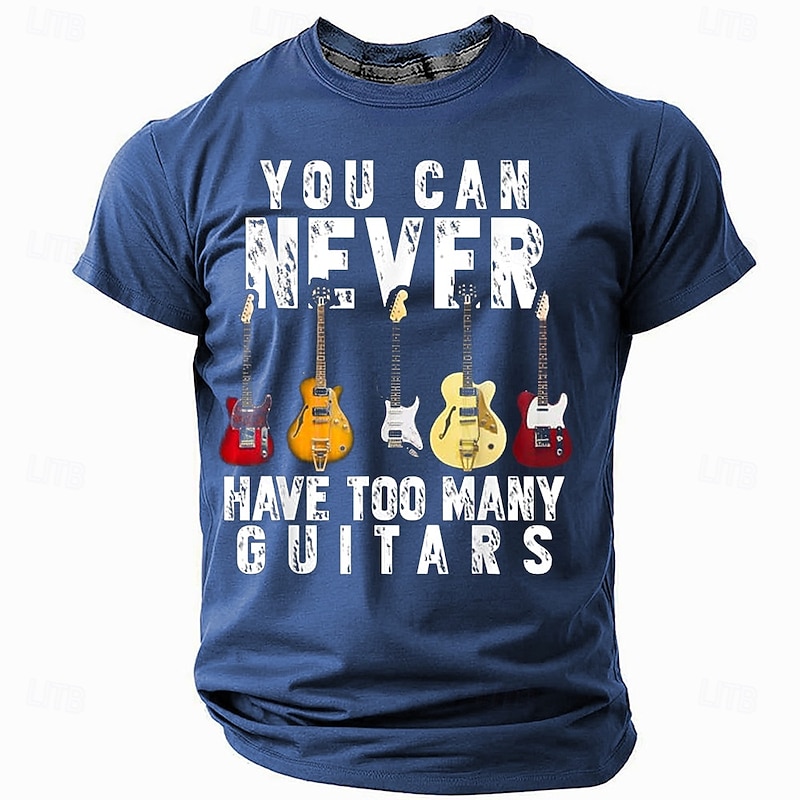 Men's 'You Can Never Have Too Many Guitars' Graphic T-Shirt | Short Sleeve Guitarist Hobby Tee