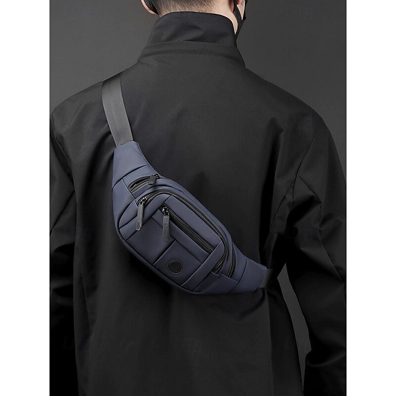 Men's Green Fanny Pack Waist Bag with Adjustable Strap, Multiple Zipper Pockets, and Compact Design – Ideal for Travel, Outdoor Activities, and Everyday Use3