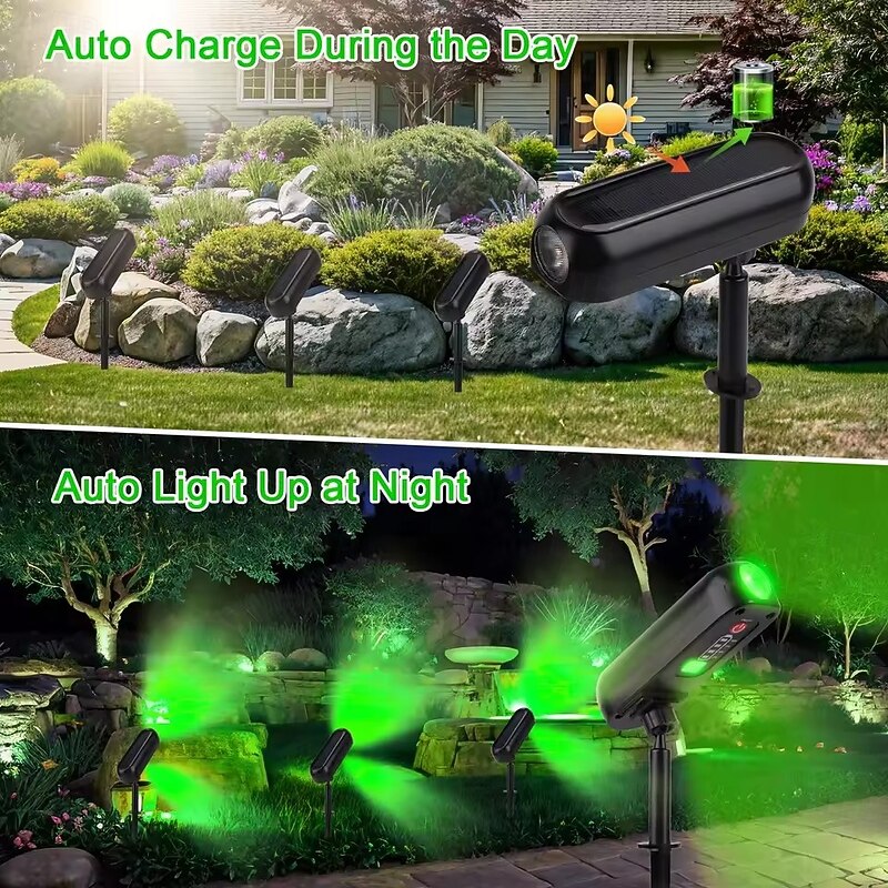 Solar Spotlights - Solar Uplights, Outdoor Solar LED Wall Light, IP65 Waterproof Green Pathway  Garden Lights for Trees, Pathway, Yard and Landscape Decoration 2/4pcs4