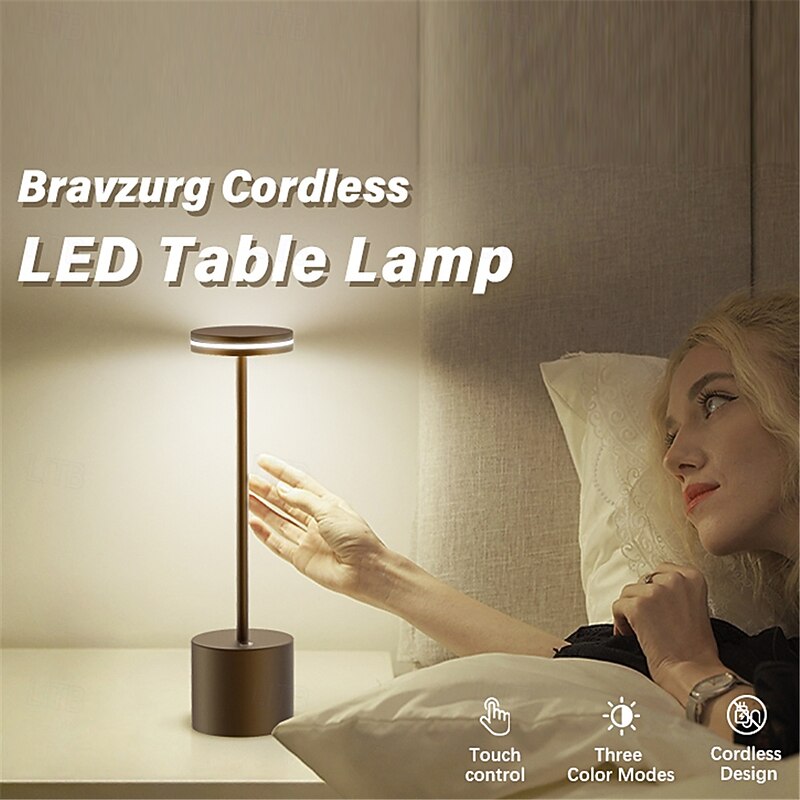 USB Rechargeable Retro Aluminum Desk Lamp - Touch Control Table Night Light 1pc3