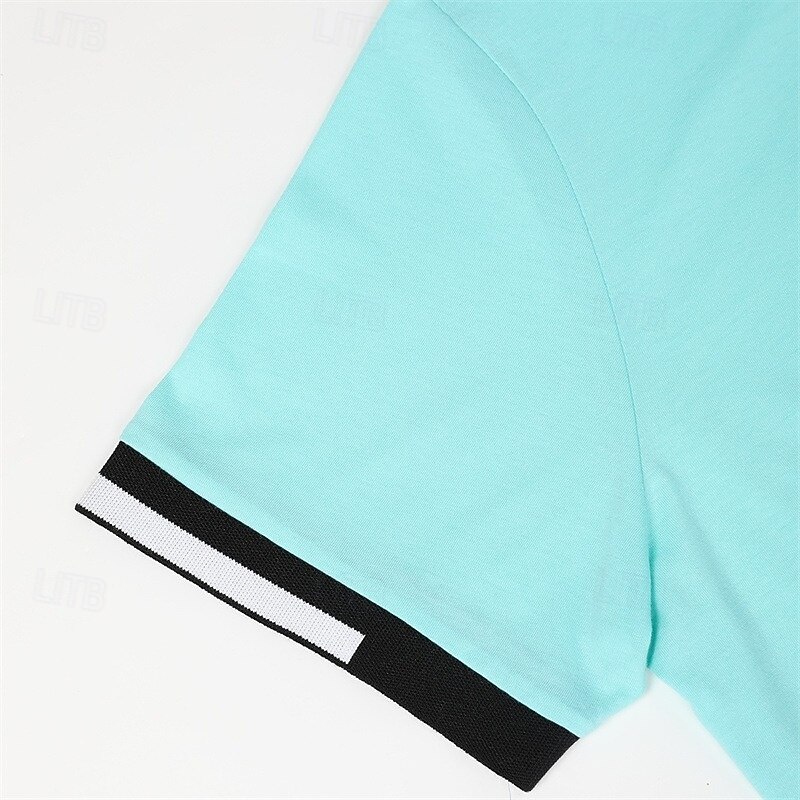Men's Sports Polo Shirts Golf Shirt Casual Ribbed Polo Collar Short Sleeve Fashion Basic Solid Color Patchwork Summer Spring Slim Fit Black Blue Green Red Sports Polo Shirts2