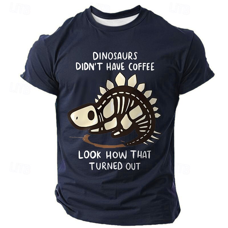 Mens Funny Coffee Lover T-Shirt | Dinosaurs Didn't Have Coffee Skeleton Graphic Tee Short Sleeve3