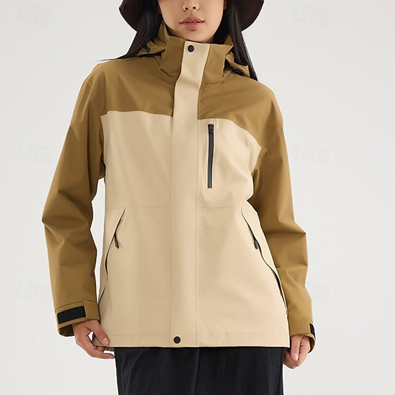 Women's Softshell Jacket Hiking Jacket Winter Outdoor Color Block Thermal Warm Fleece Lining Windproof Water Resistant 3-in-1 Jacket Winter Jacket Lightweight Jacket Traveling Black White Ivory4