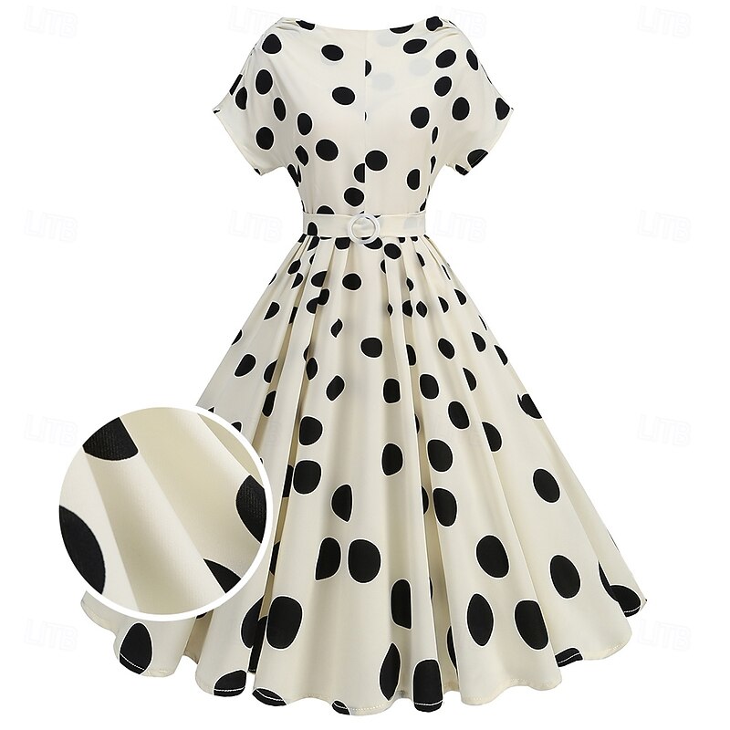 Retro Vintage 1950s Cocktail Dress Dress Flare Dress Polka Dot Flower / Floral Fancy Dress Women's Masquerade Event / Party Bachelorette Party Festival Adults' Dress Homecoming Dresses