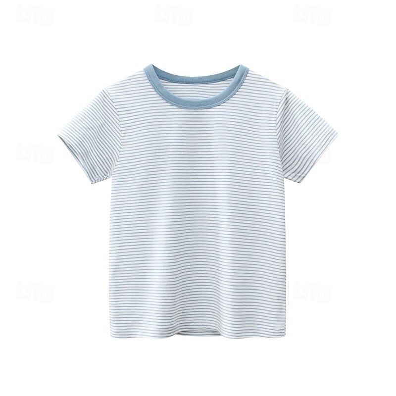 Multi Packs 3pcs Boys Crew Neck Short Sleeves T Shirt Tee Top Stripes Vacation Daily Wear 100% Cotton Spring & Summer2