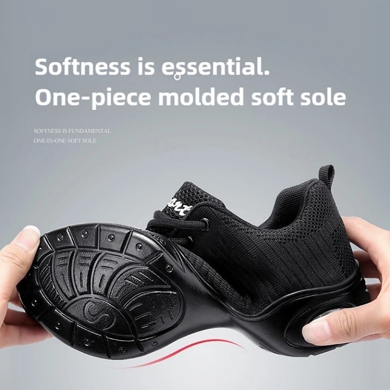 Women's Black Knit Dance Shoes – Lightweight, Air-Cushioned Sole, Breathable Design, Perfect for Latin, Jazz, and Fitness Dance2