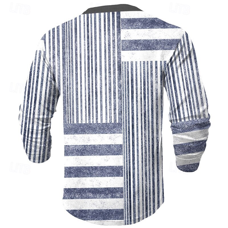 Men's Graphic Geometric Color Block Waffle Henley Shirt Casual Style Long Sleeve Fashion Designer Basic Outdoor Daily Spring &  Fall Blue Red Green Gray Henley Henley T-Shirt2