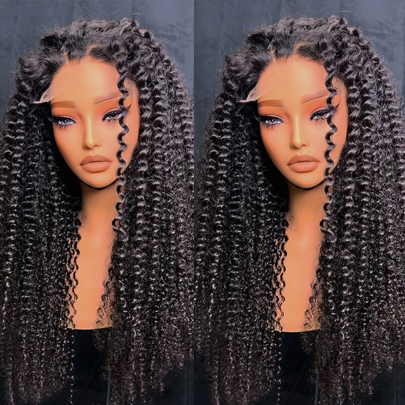 Human Hair 5x5 Closure 13x4 Lace Front Wig Free Part Brazilian Hair Kinky Curly Black Wig 130% 150% Density with Baby Hair Natural Hairline 100% Virgin Glueless Pre-Plucked For Women Long Human Hair4