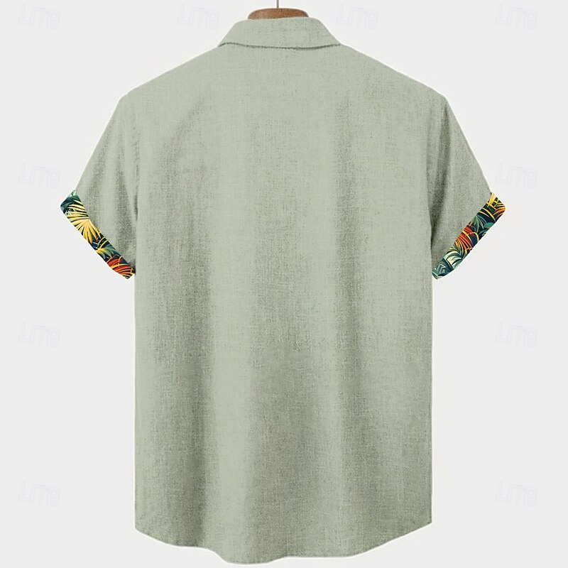 Men's Palm Leaf Casual Shirt Summer Hawaiian Shirt Aloha Shirt Short Sleeve Hawaiian Resort Vacation Causal Casual Summer Spring Turndown Button Up Pink Blue Green Gray2