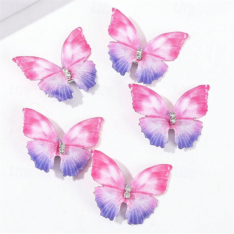 5 Pieces Kids Girls' Hair Accessories Active Sweet Party Birthday Butterfly Yellow Pink3