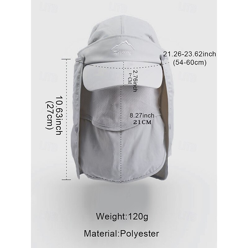 Men's Convertible Sun Hat with Neck Flap and Detachable Face Cover, UV Protection Lightweight Cap for Outdoor Hiking, Fishing, and Camping4