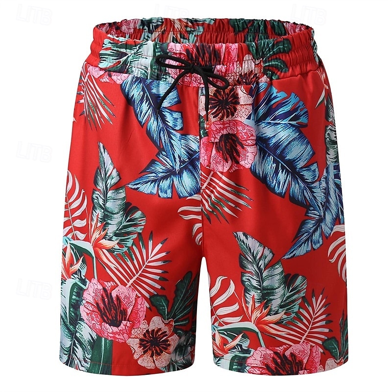 Men's Swim Trunks Swim Shorts Board Shorts Bathing Suit Drawstring with Pockets Swimming Surfing Beach Water Sports Floral Printed Summer Spring2